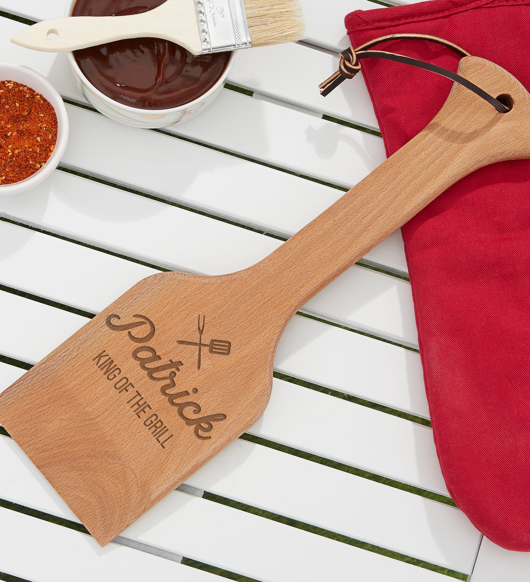 BBQ Time Engraved Wooden Grill Scraper
